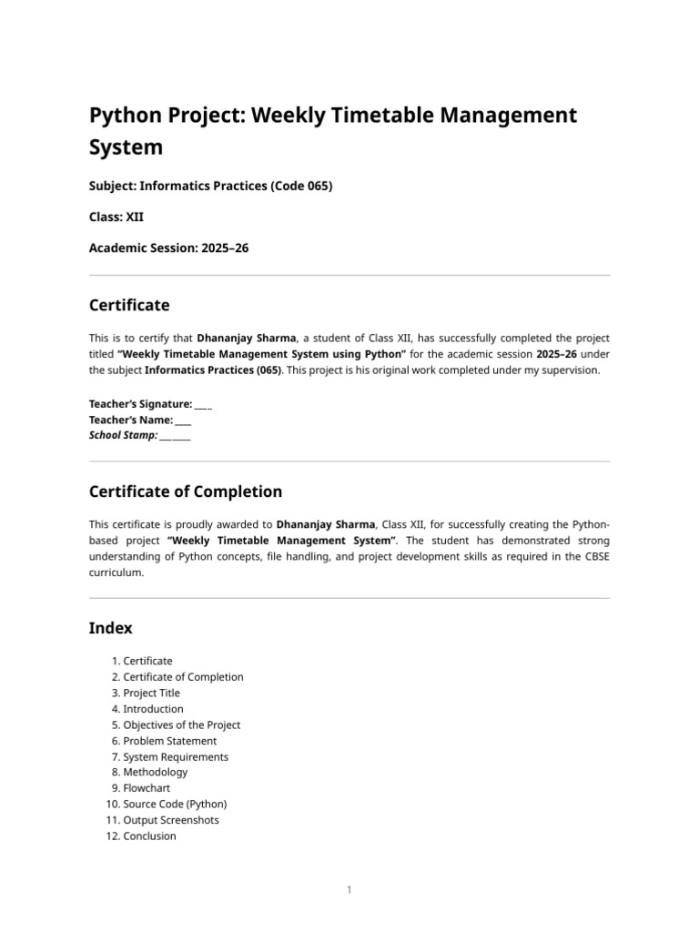 Python Weekly Timetable Management System | PDF | Computer Program ...
