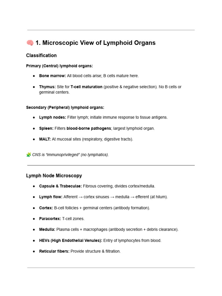 Lymphoid Organs and Immune Mechanisms Overview | PDF | Lymph Node ...
