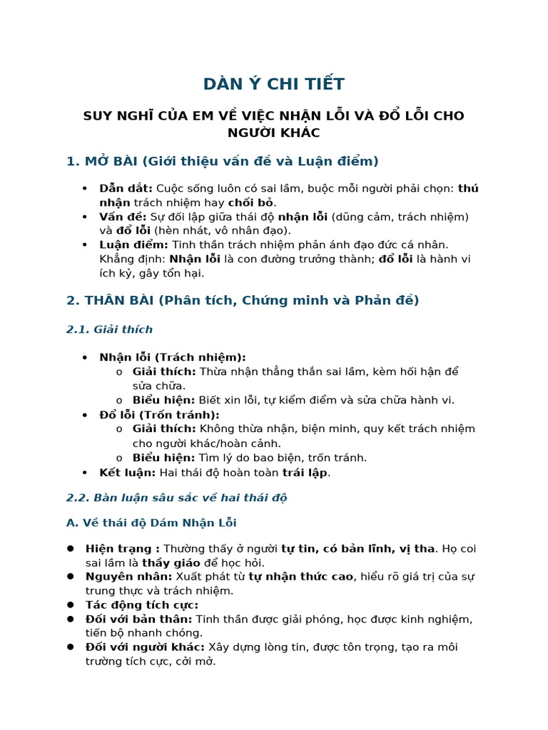 DÀN Ý CHI TIẾT | PDF
