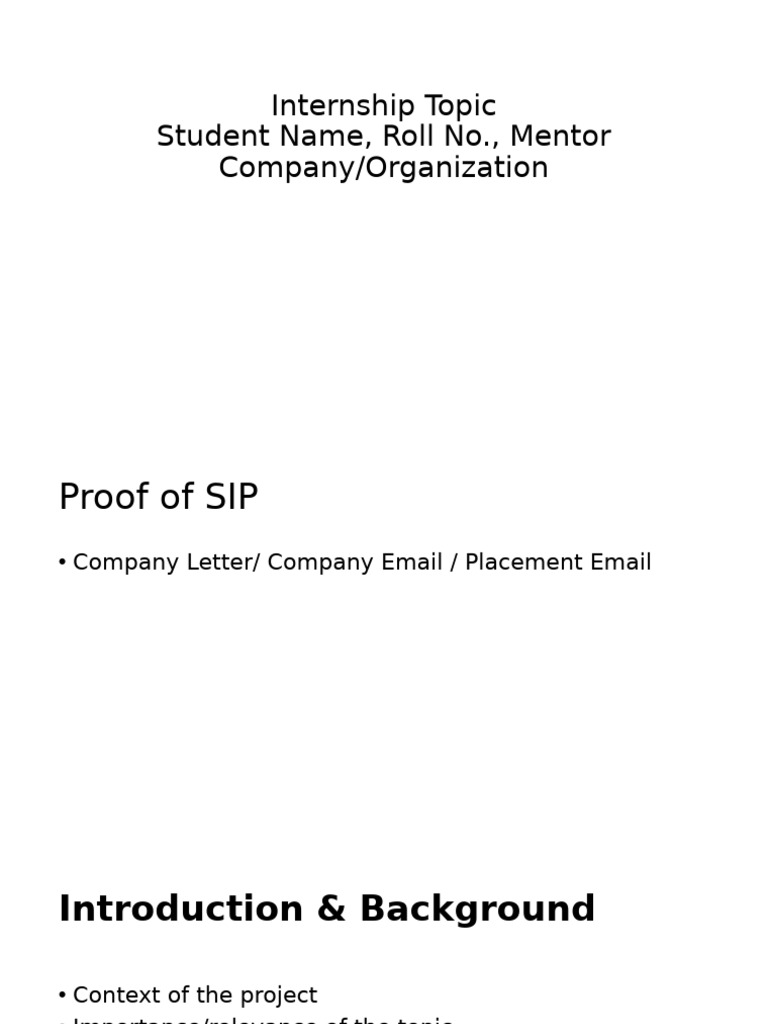 MBA 24306 SIP Presentation Template CIE ONE | PDF
