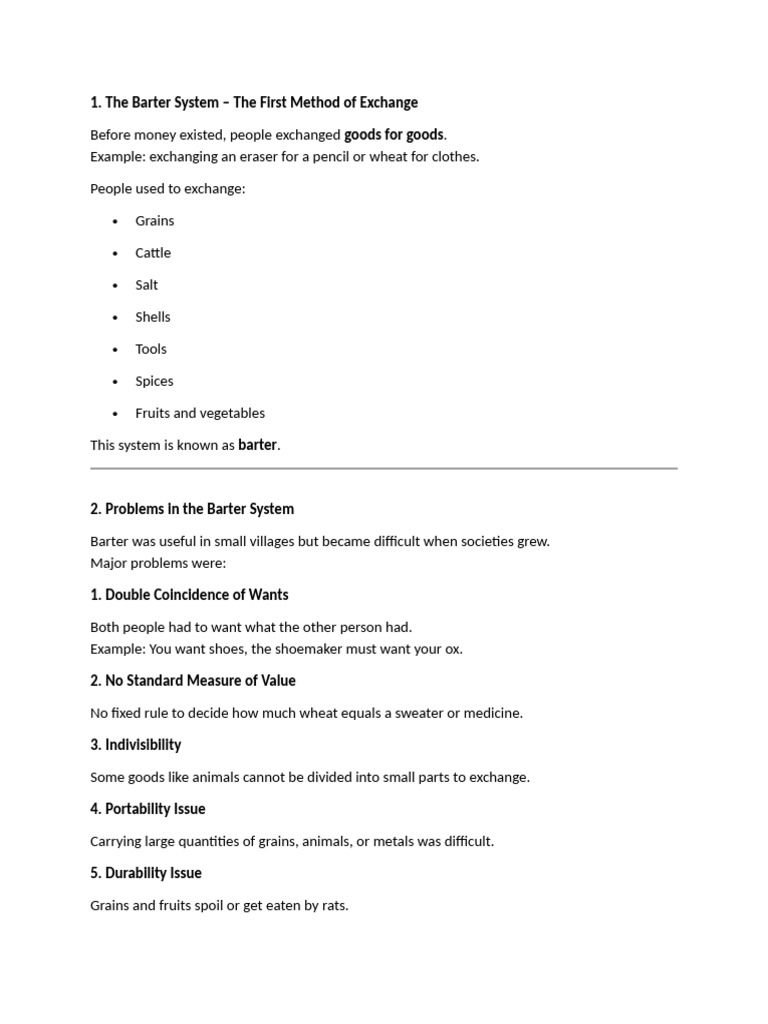 Barter System | PDF | Money | Coins