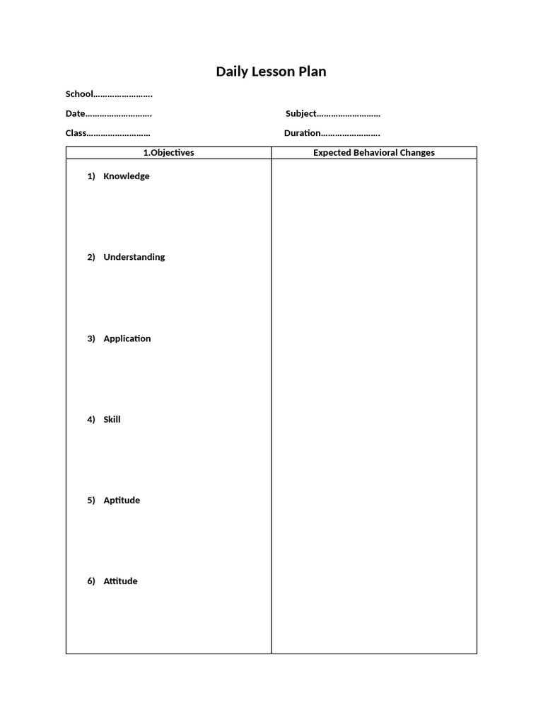 Daily Lesson Plan Template | PDF