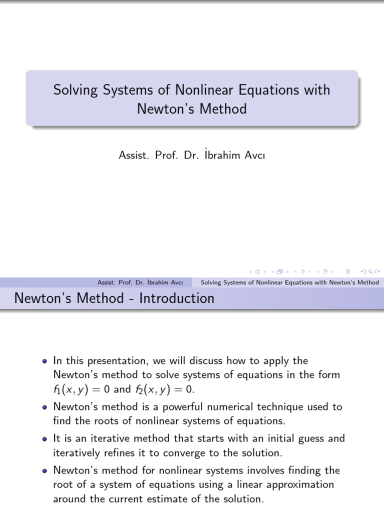 7 Engineering Math Solution To Systems of Nonlinear Equations | PDF ...