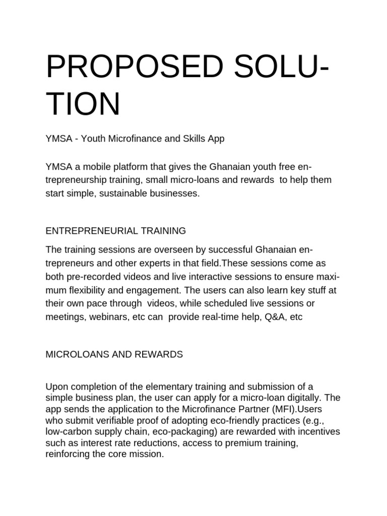 Proposed Solution and SDG Alignment | PDF | Entrepreneurship | Microfinance