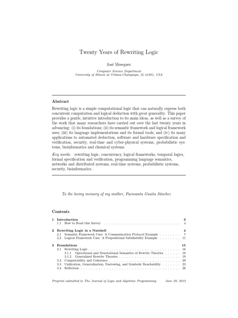 Overview of Rewriting Logic Advances | PDF | Logic | Formal Verification