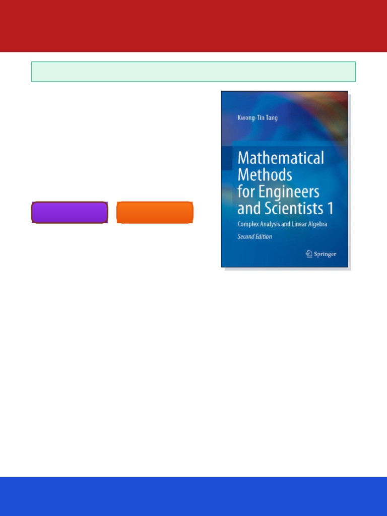 Mathematical Methods For Engineers and Scientists 1: Complex Analysis ...