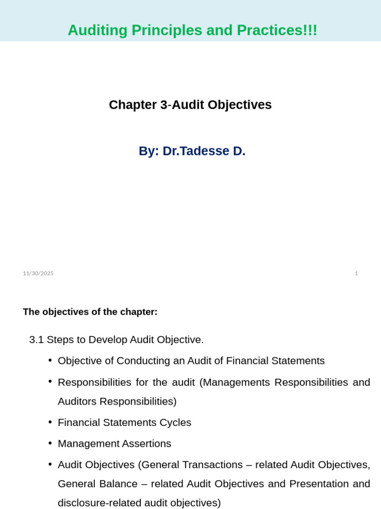 Audit Objectives and Responsibilities Guide | PDF | Audit | Financial Audit