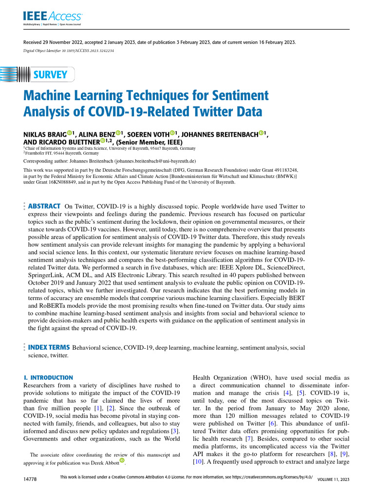 Machine Learning Techniques For Sentiment Analysis of COVID-19-Related ...