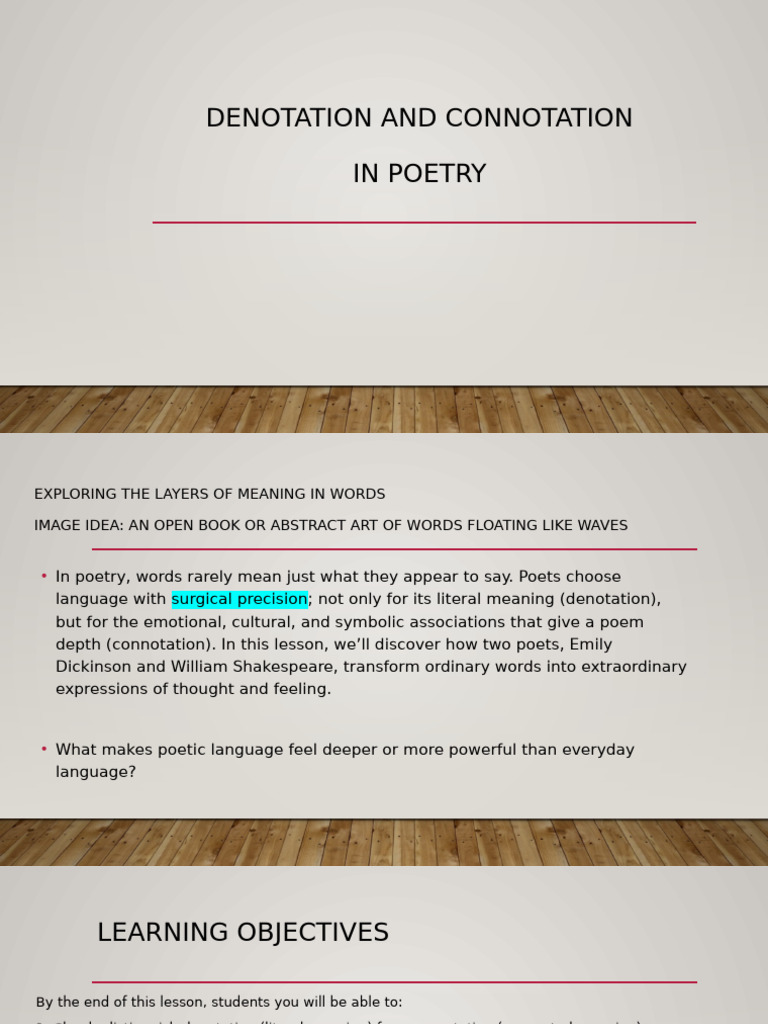 Denotation and Connotation | PDF | Love | Poetry