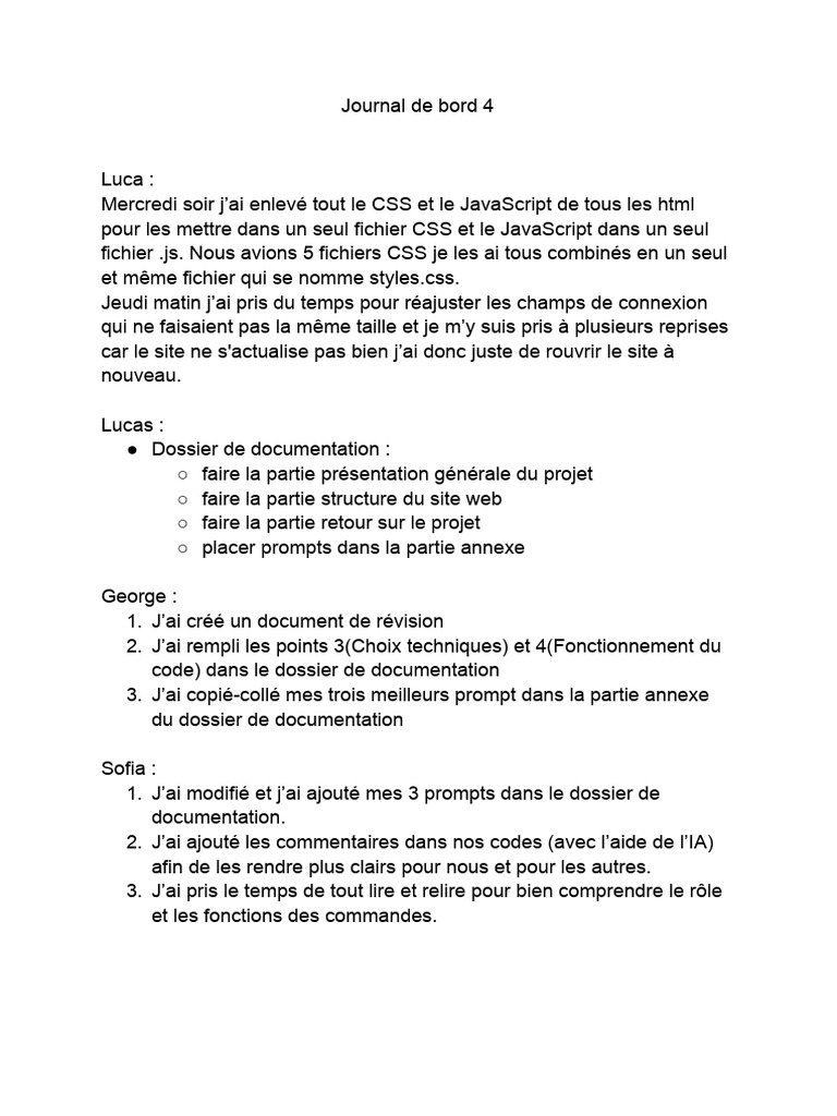 Optimisation du code et documentation du projet | PDF