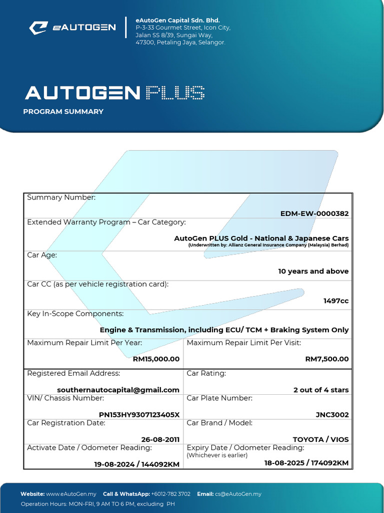 AutoGen PLUS Extended Warranty Overview | PDF | Mechanical Engineering