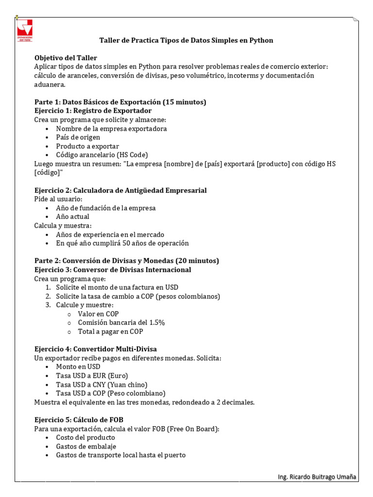 Taller de Python para Comercio Exterior | PDF | Arancel | Business