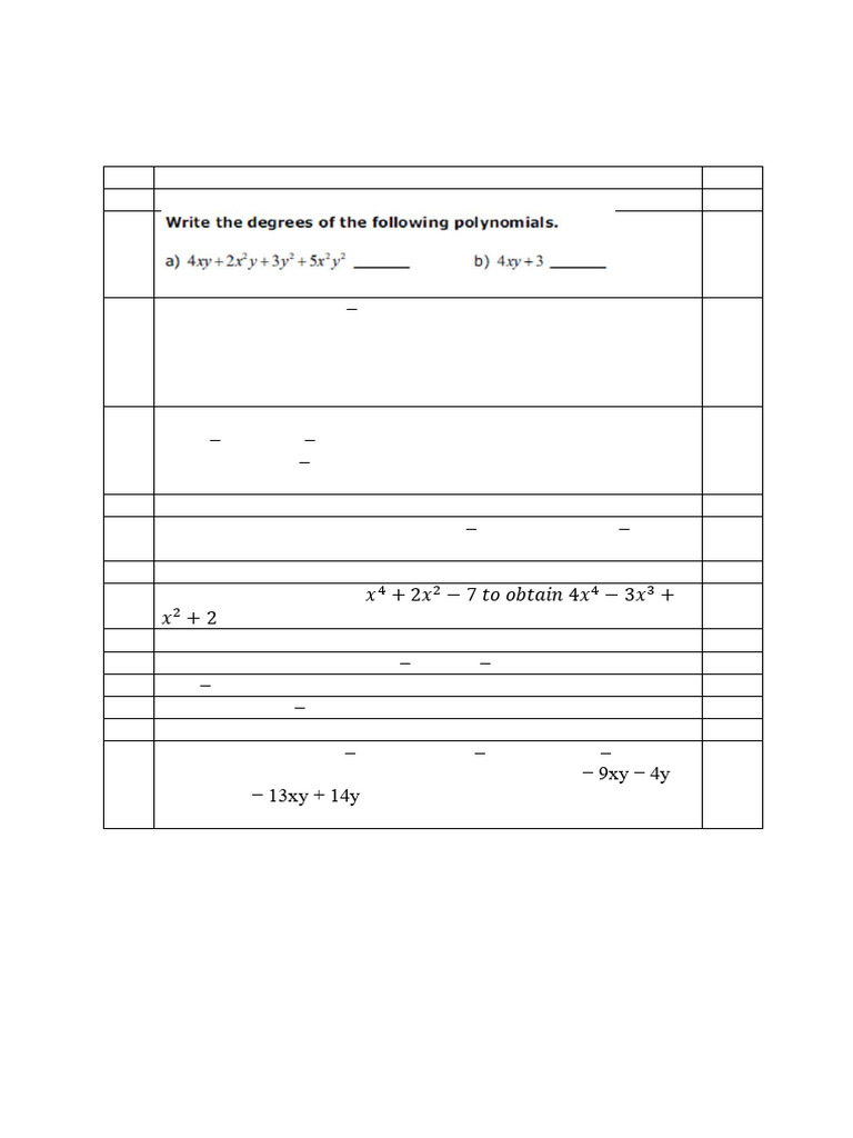 Algebraic Expressions Test Paper | PDF