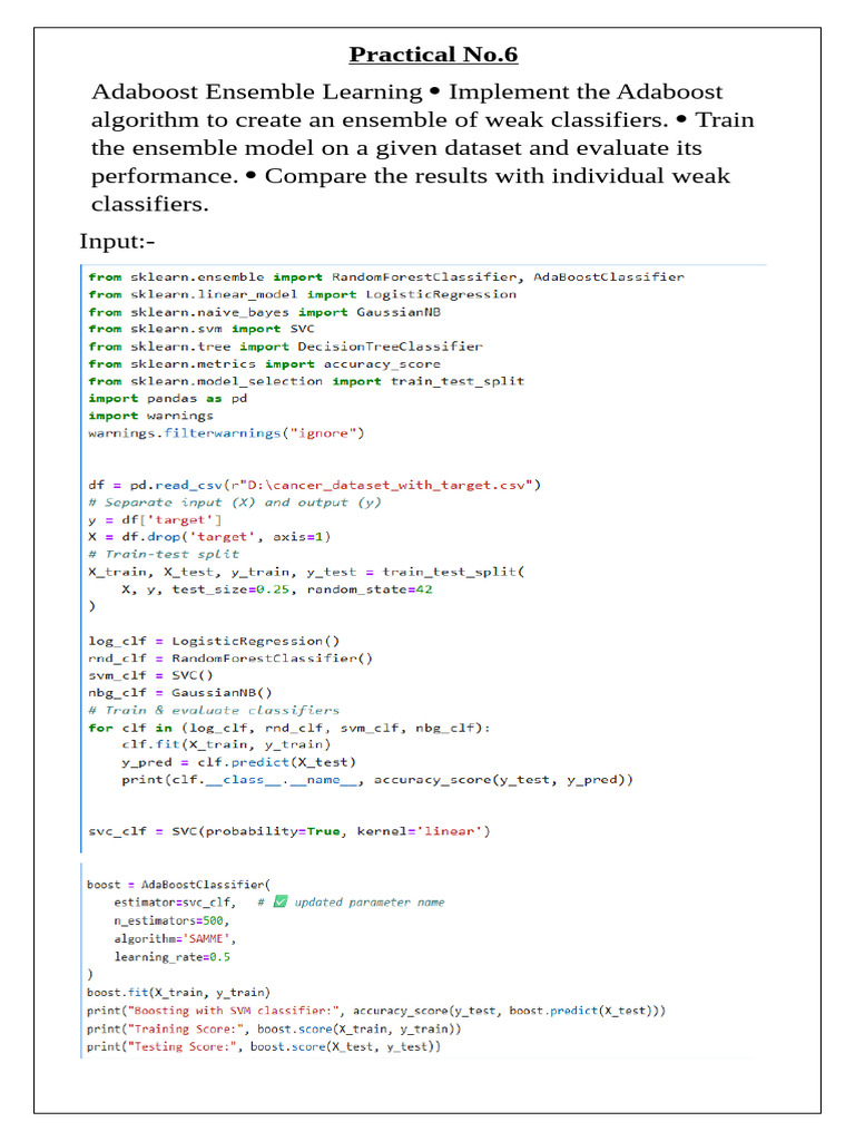Adaboost Ensemble Learning Guide | PDF