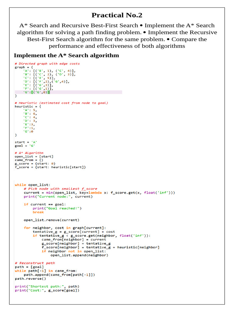 A* vs Recursive Best-First Search | PDF