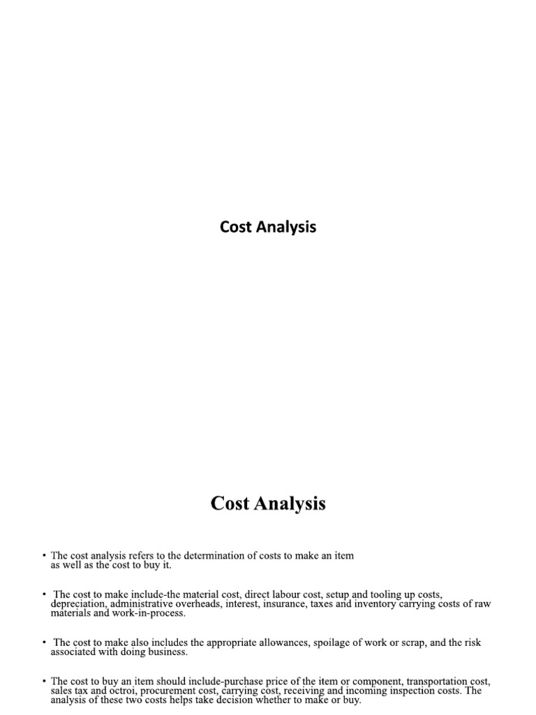 Cost Analysis | PDF
