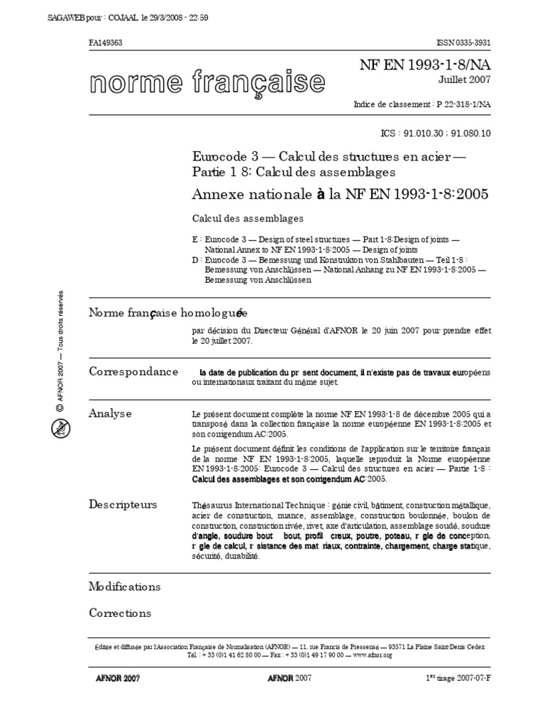 Eurocode 3 : Calcul des assemblages acier | PDF | Ingénierie mécanique ...