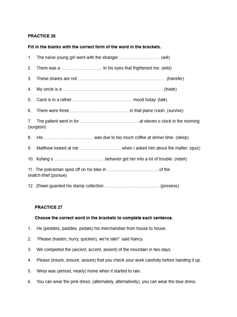 S3 Practice 26 - 27 | PDF