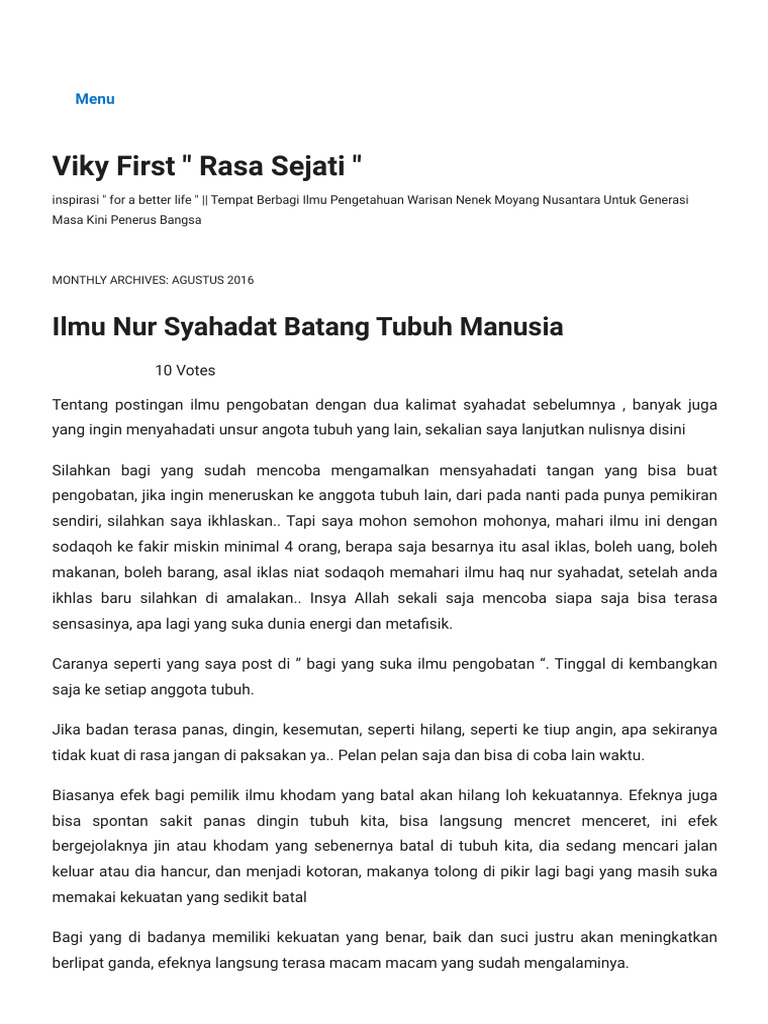 Agustus - 2016 - Viky First - Rasa Sejati | PDF