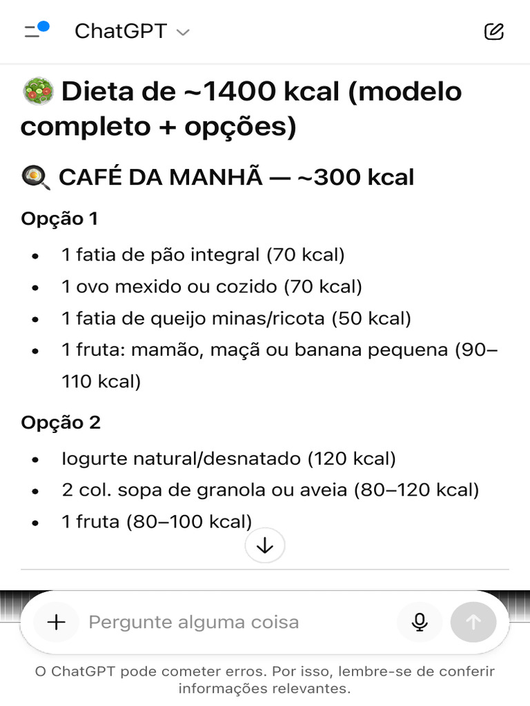 Modelo de Dieta 1400 Kcal Completa | PDF
