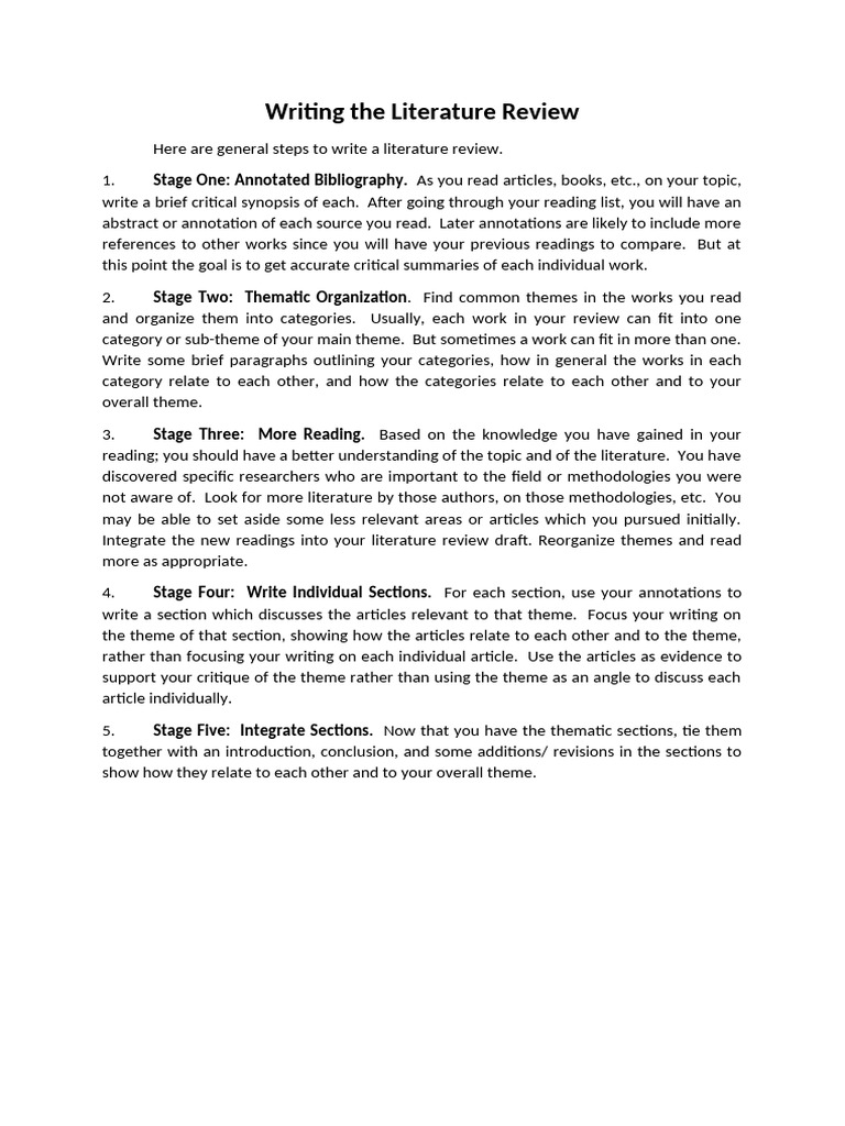 Steps to Write a Literature Review | PDF