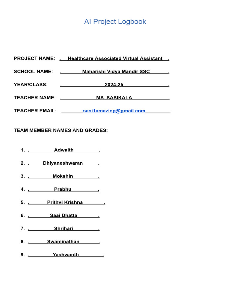 Healthcare AI Chatbot Project Logbook | PDF | Artificial Intelligence ...
