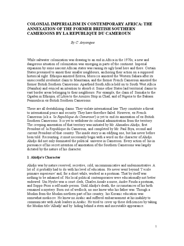 How Did One African Country Colonize Another? PDF Cameroon Nigeria