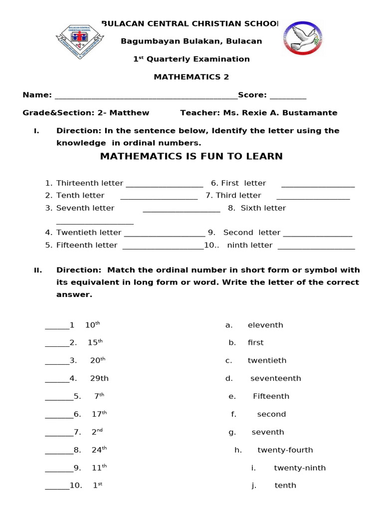 Math Exam for Grade 2 Students | PDF | Chess | Chess Theory