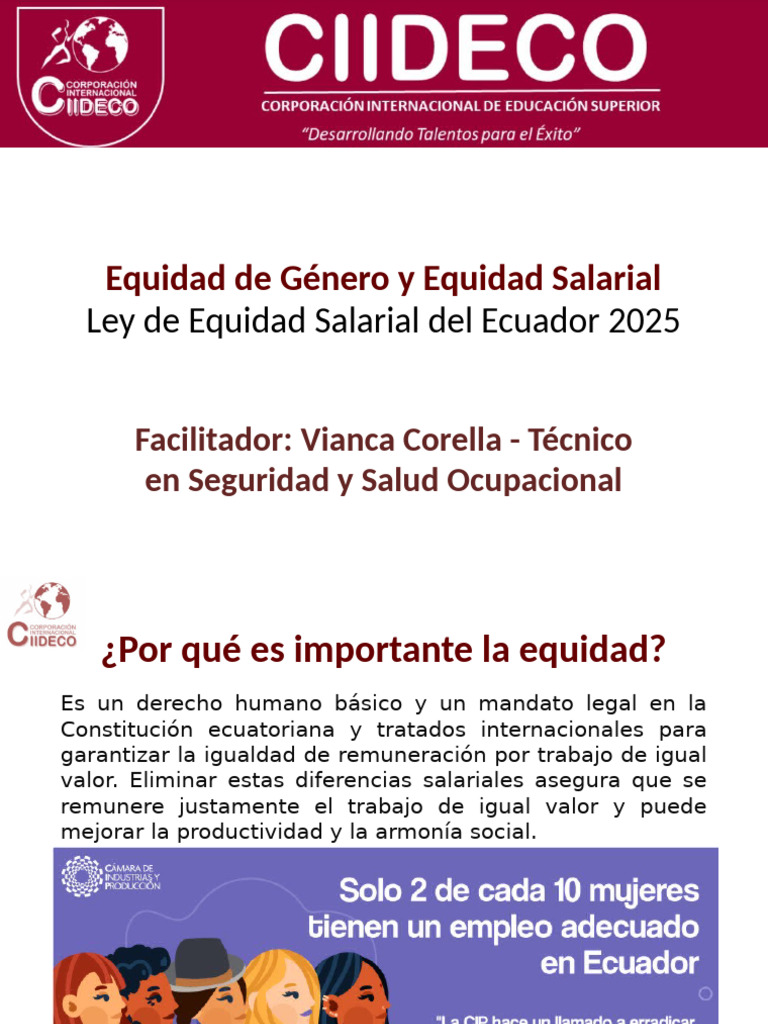 Equidad Salarial y Género en Ecuador | PDF | Igualdad de género ...