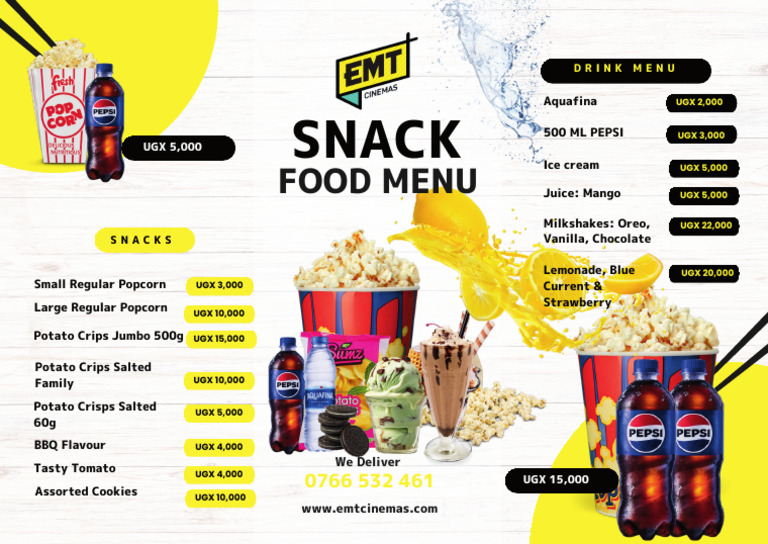 Cinema Snack and Drink Menu Prices | PDF