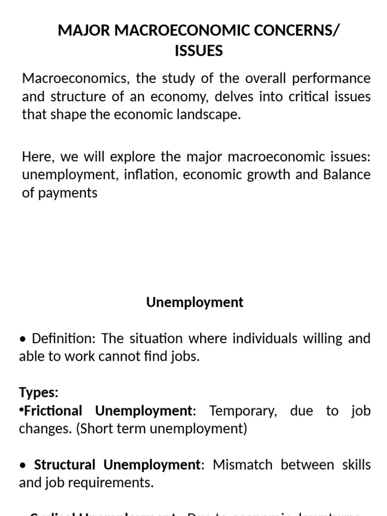 Major Macroeconomic Concerns | PDF | Inflation | Balance Of Payments