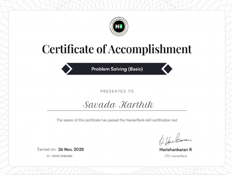 Problem Solving Basic Certificate | PDF