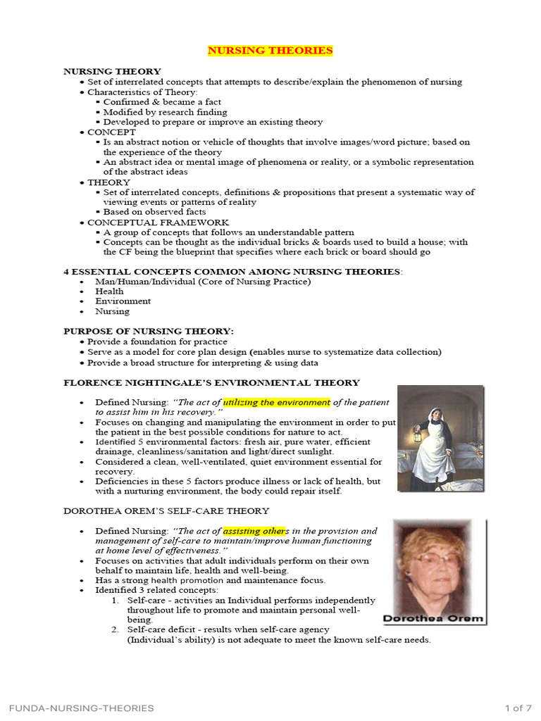Overview of Key Nursing Theories | PDF | Concept | Theory