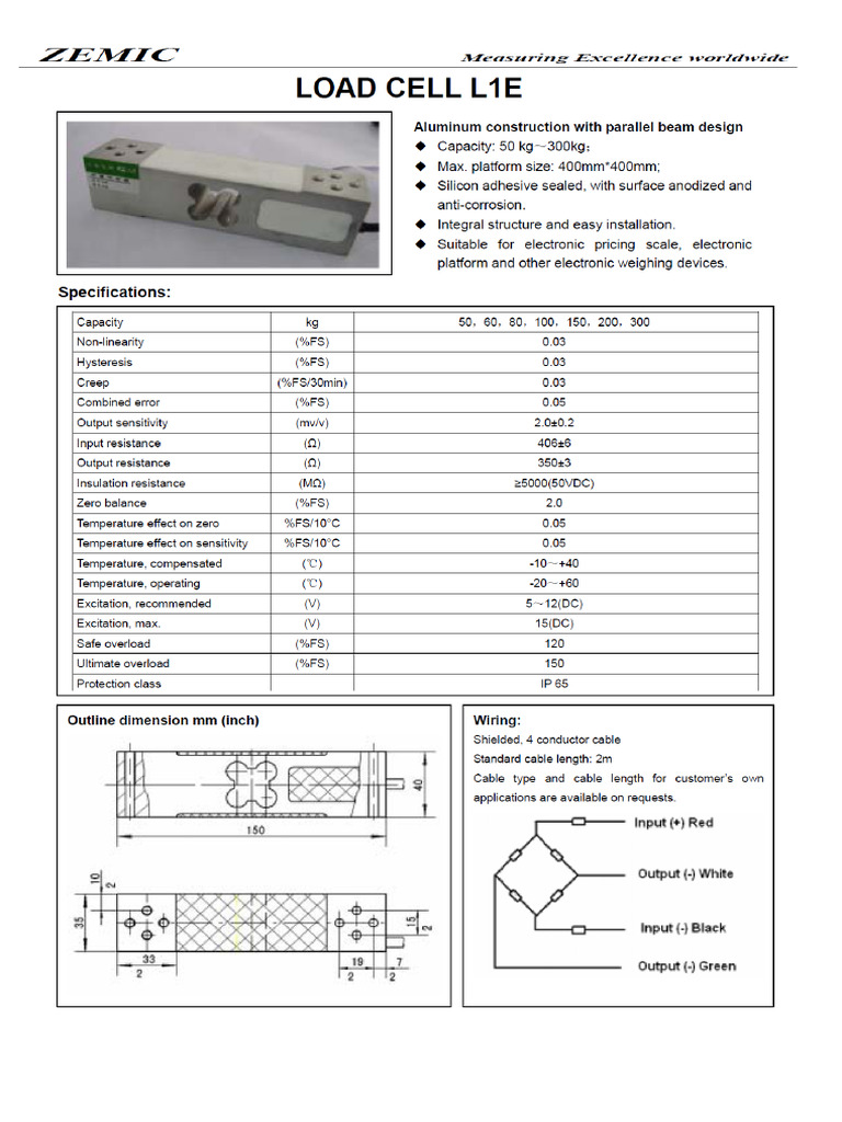 Load Cell L1E-Datasheet | PDF