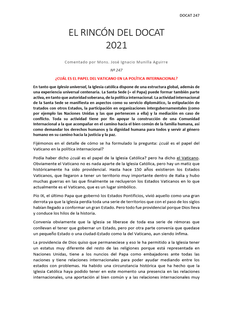 El Rincón Del Docat 2021: Comentado Por Mons. José Ignacio Munilla ...