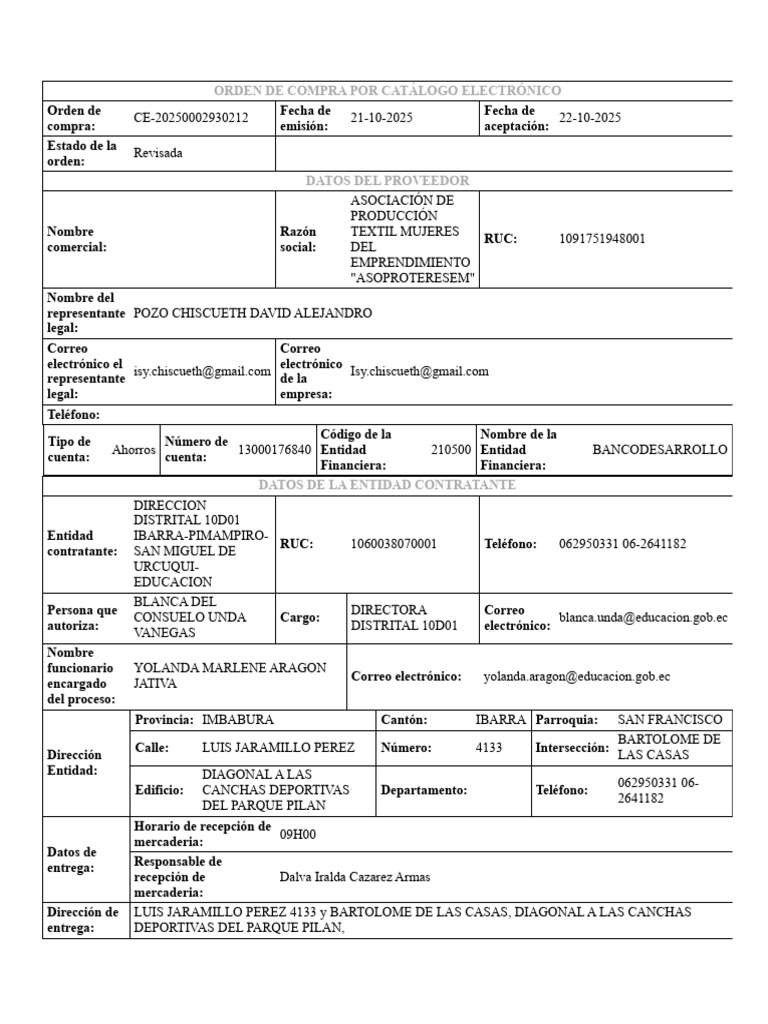 Orden de Compra Por Catálogo Electrónico | PDF | Multa (pena) | Presupuesto