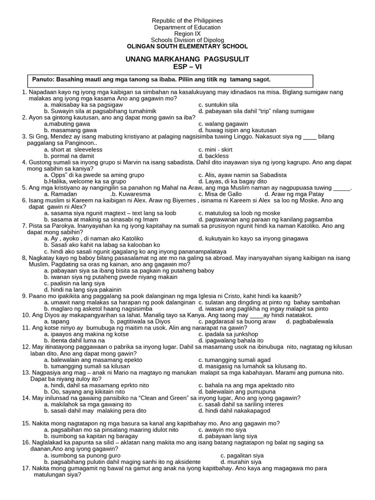 PT - Esp 6 - Q1 | PDF