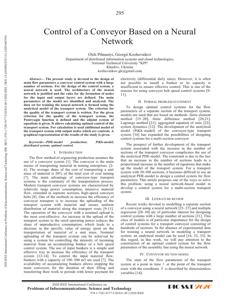 Neural Network Control for Conveyors | PDF | Optimal Control | System