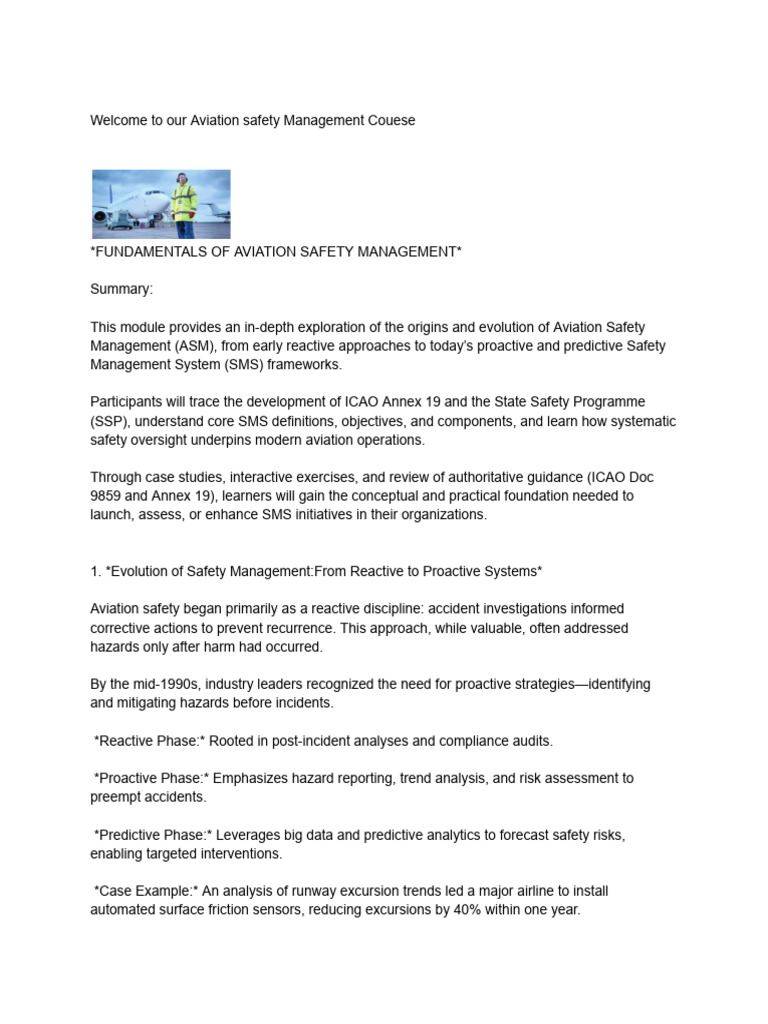 Aviation Safety Management Fundamentals | PDF | Risk | Safety