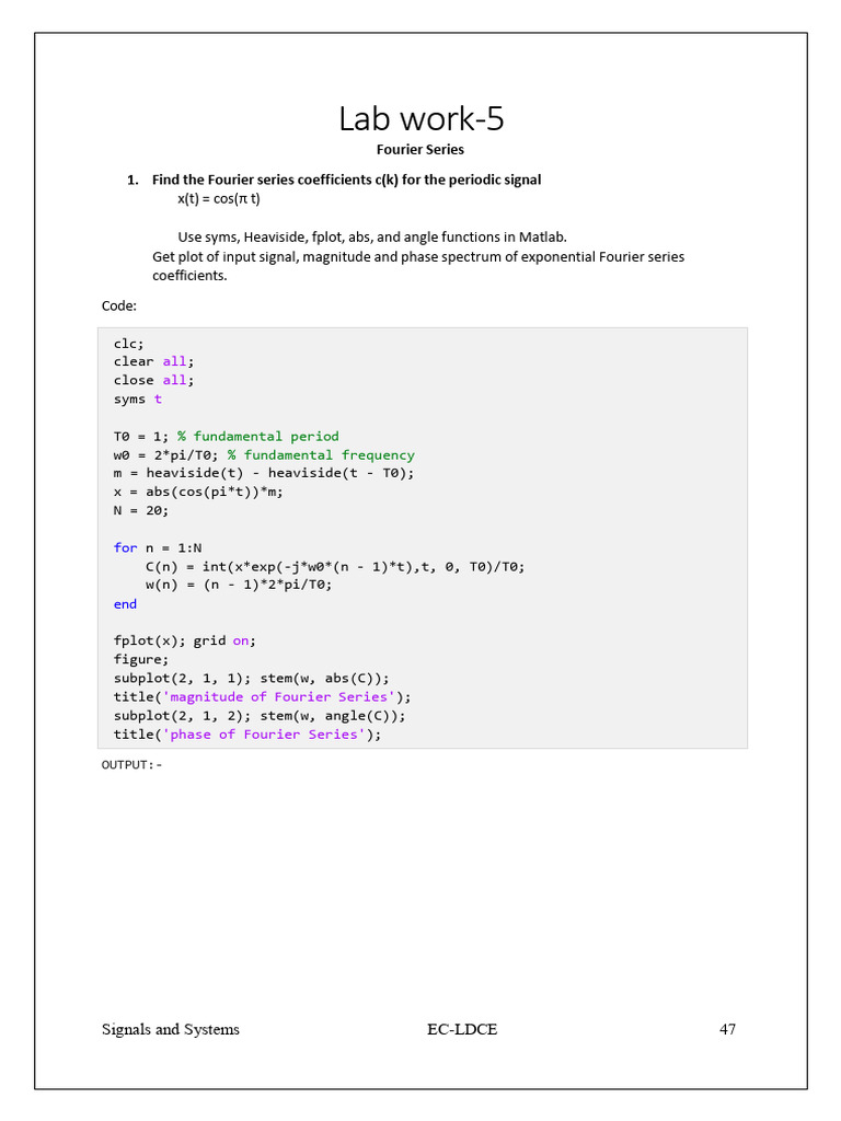 Signals and Systems 1 (1) 4 | PDF | Fourier Series | Harmonic Analysis