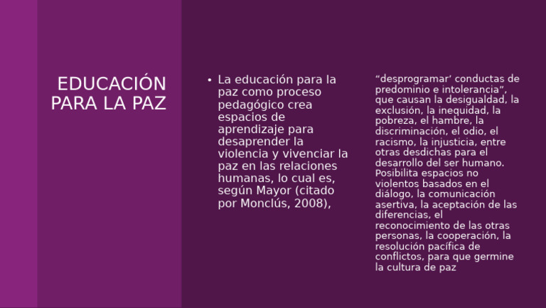 Educación para la Paz y la No Violencia | PDF