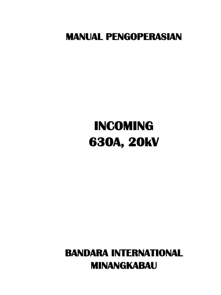 Manual Pengoperasian Cubicle Incoming 20kV | PDF