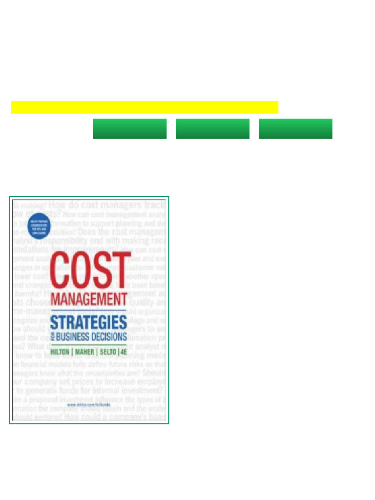 Solution manual for Cost Management:Strategies for business decisions Hilton Maher Selto 4th ...