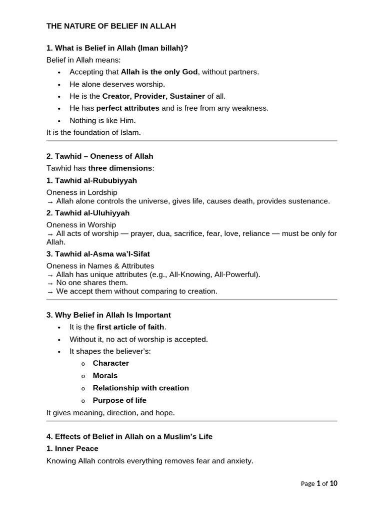 3-The Nature of Belief in Allah | PDF | God In Islam | Tawhid