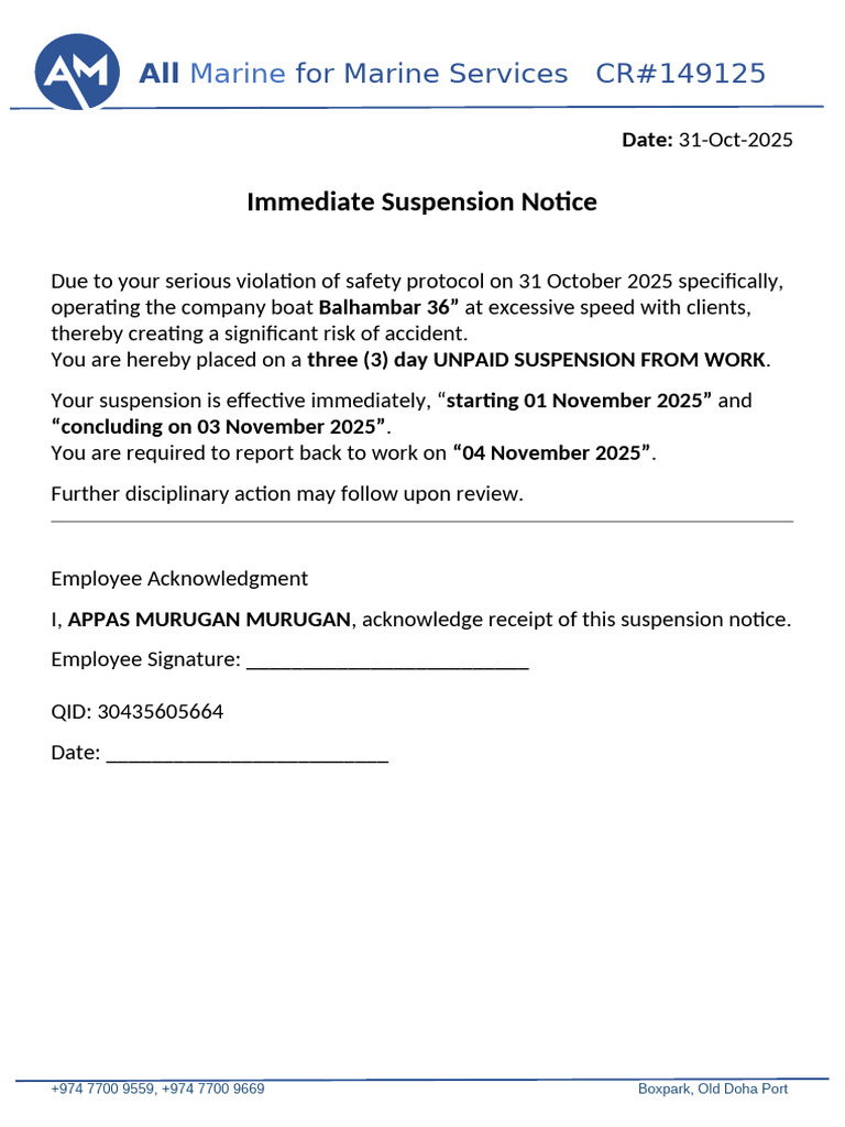 Suspension Notice | PDF