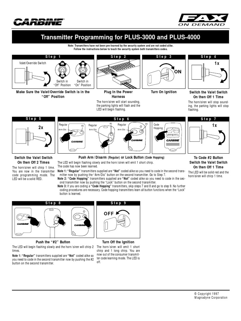 Carbine Plus 3000 Remote Programming | PDF | Security Alarm ...