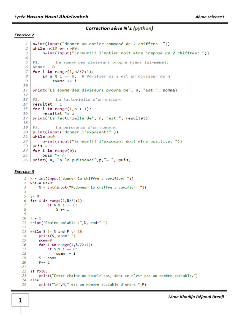 Python Exercises Correction for 4th Grade | PDF
