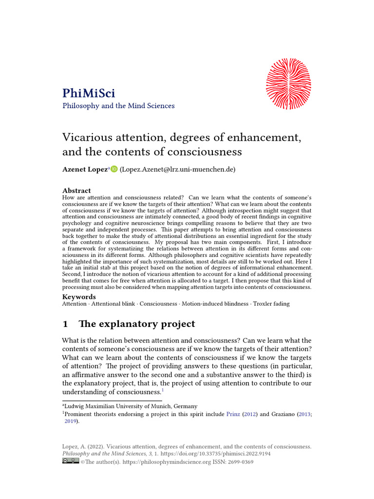 Attention's Role in Consciousness Explained | PDF | Attention ...
