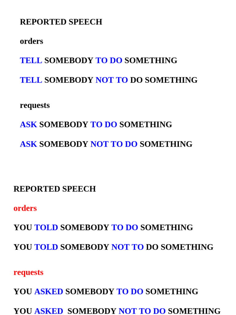 Reported Speech: Orders and Requests | PDF
