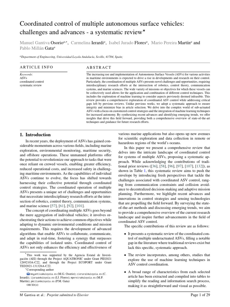 Coordinated Control of Autonomous Vessels | PDF | Systematic Review ...
